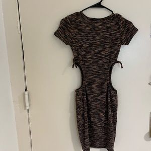 Brown cut out dress